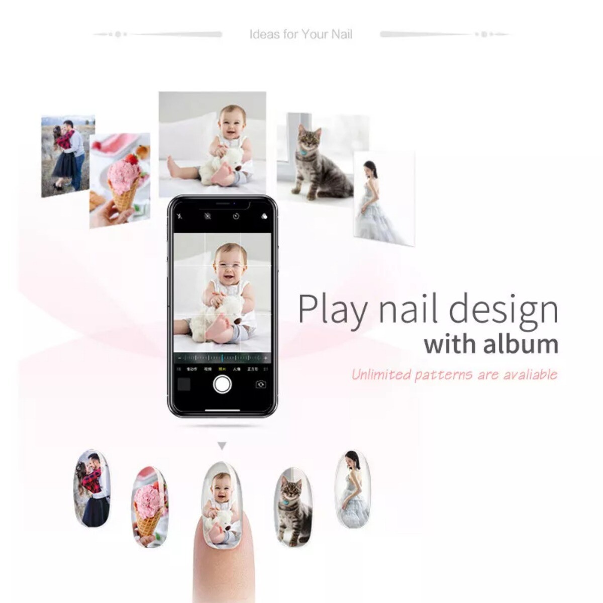 O’2NAILS Portable Nail Printer Mobile APP DIY Nail Art Printing Machine Home Use