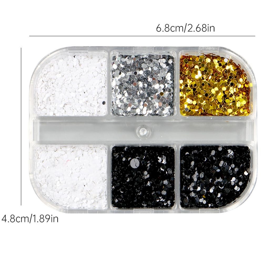1 Box 6 Grids 3D Laser Mini Polka Dot Nail Sequins 1mm Tiny Dot Nail Glitter …