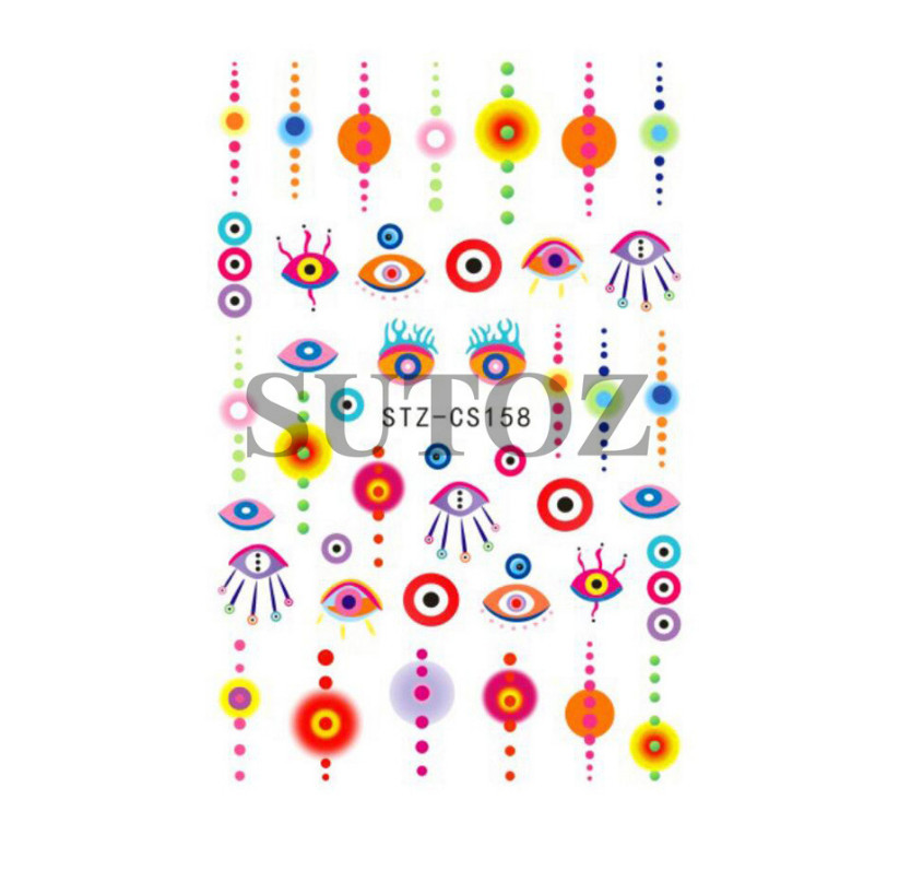 3D Evil Eye Eyeball Moon Star Snake Self-Adhesive Nail Decal Sticker NS39