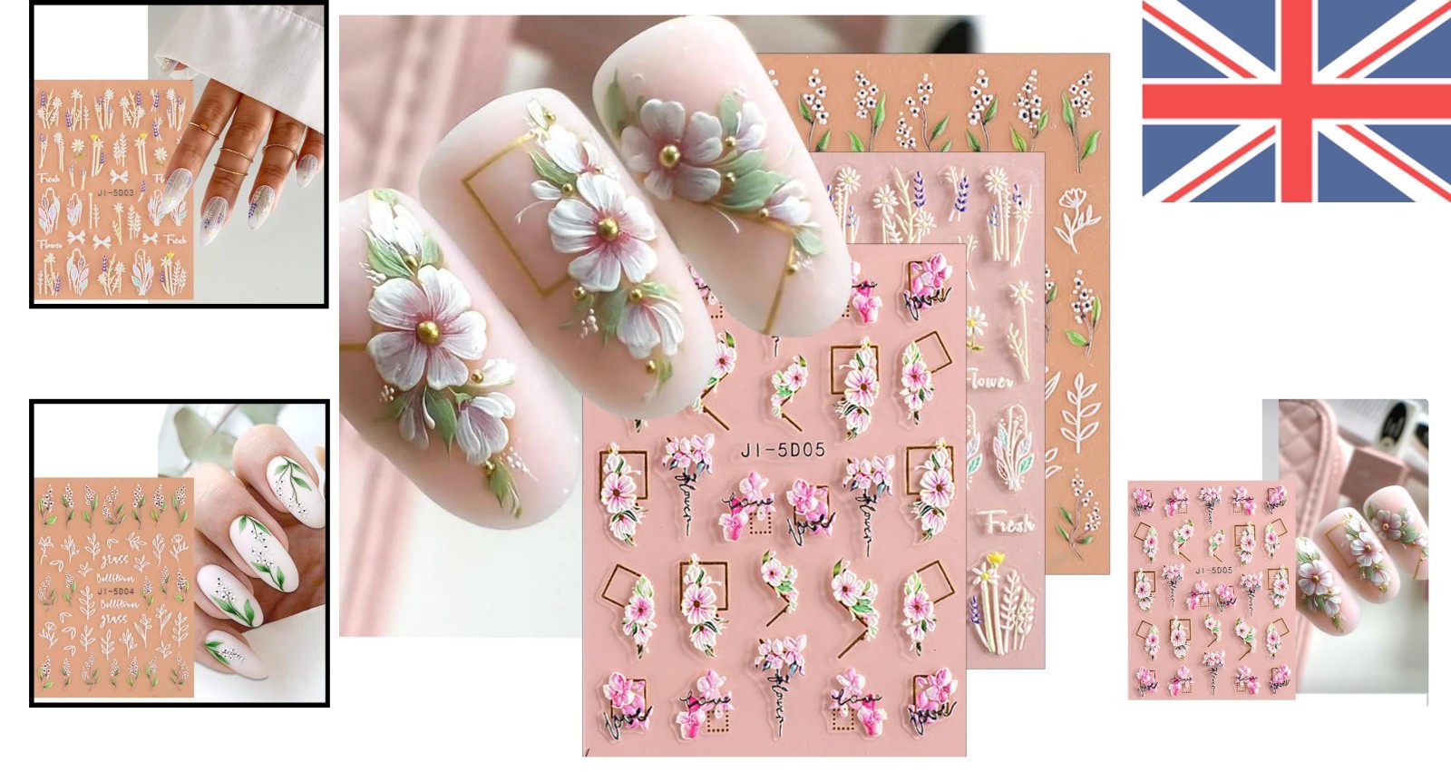 Waterproof 3D Flower Leaves Nail Stickers – Perfect Gift for Nail Lovers