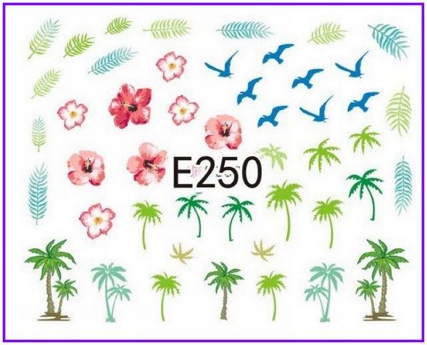 11 Designs 3D Nail Art Sticker Summer Aloha Palm Tree Bird Seashell Flag Decals
