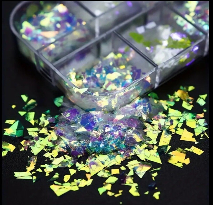White Pearl Chrome Nail Sequin Glitter Art Powder Dust Glimmer Hot Nails Premium