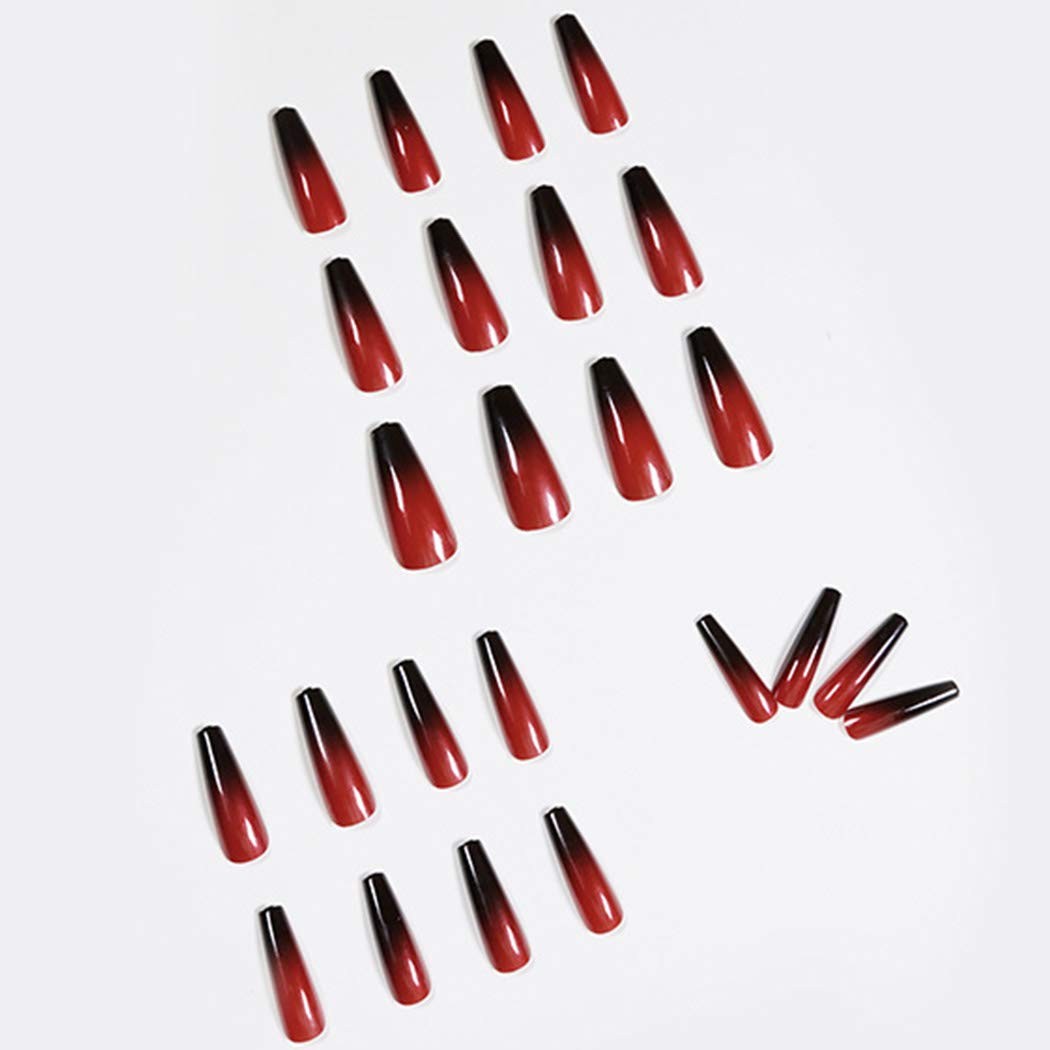 Outyua Halloween Red Black Press on Nails 24 Count (Pack of 1), &