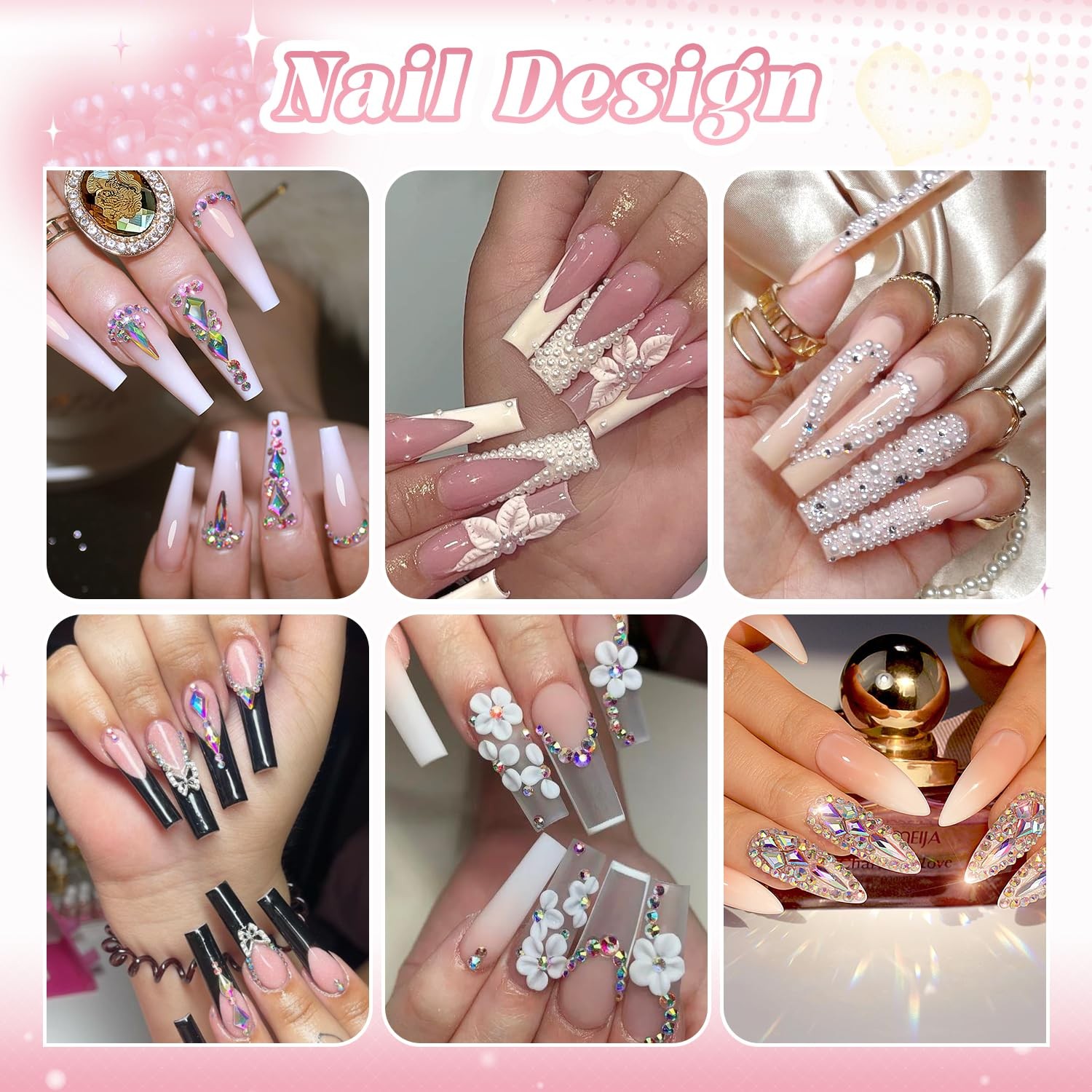 Flatback Pearls and Glass Nail Rhinestones for Nails Beige White Nail Pearl