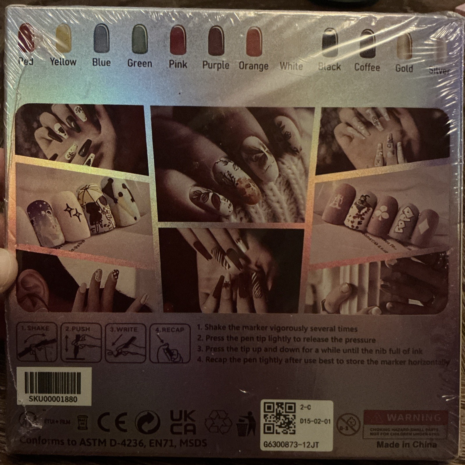 12 Color Nail Art Marker Set Water-Based Quick Dry Solid Colors for Nail Art