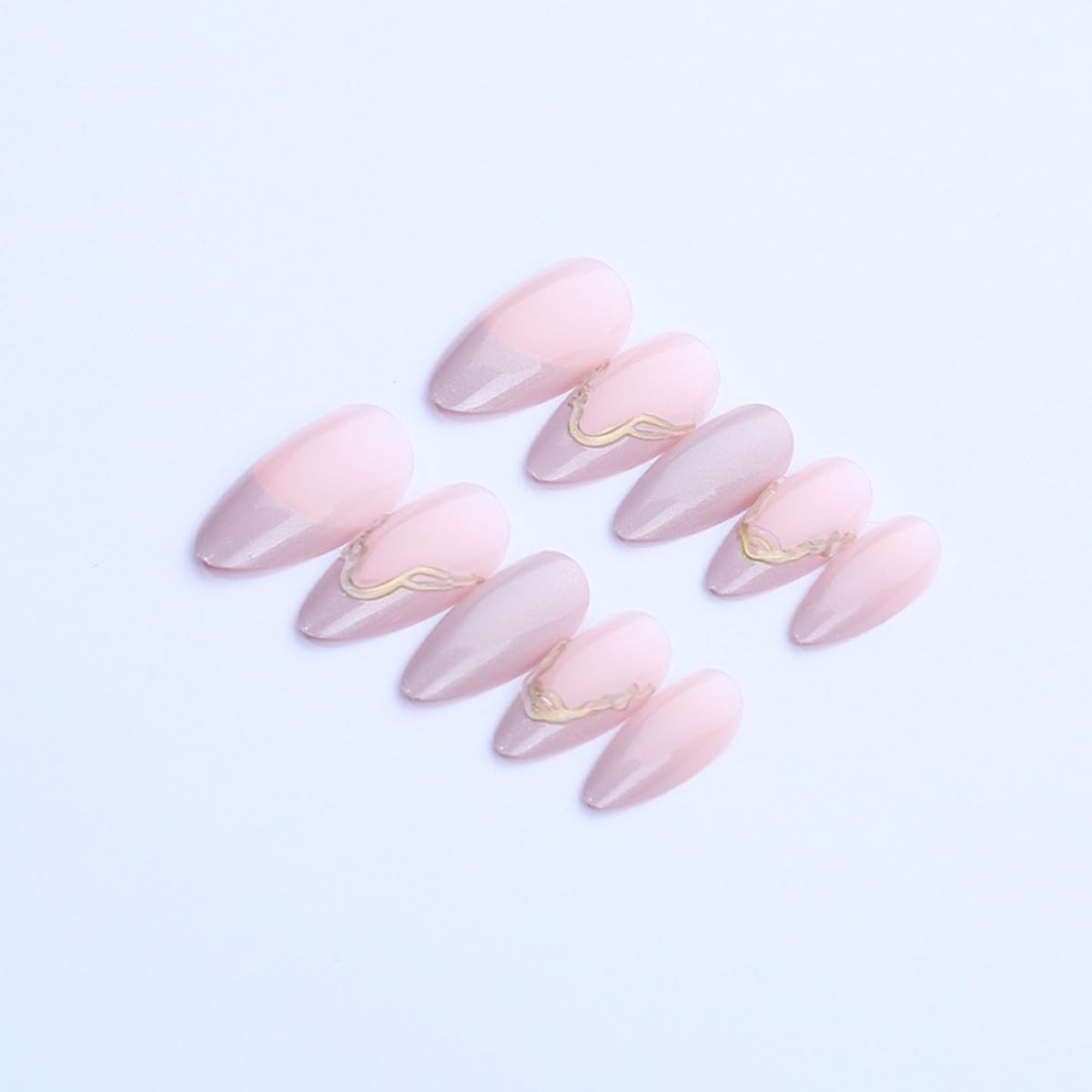 Medium Almond Press on Nails – Pink Ombre Cat Eye Medium, Style-4