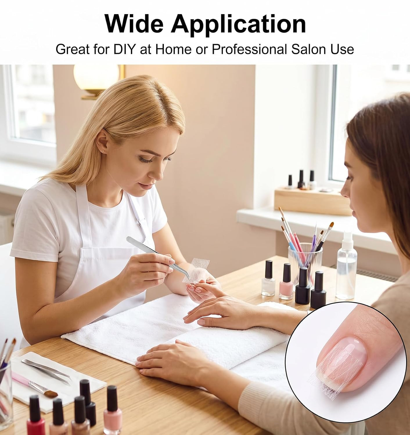 100 Pcs Silk Nail Wrap, Fiberglass Nail Extension Wrap with Tweezers