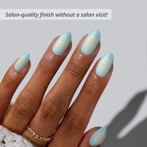 Press On Nails Short – Semester Glow – Easy-to-Apply Blue & A9-Semester Glow