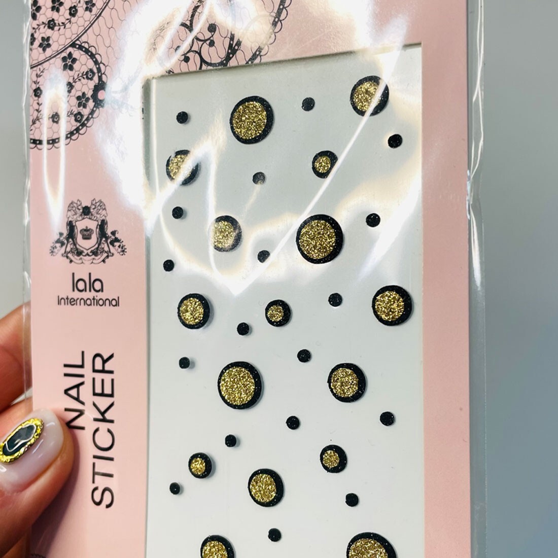 Textured Point Nail Stickers Gold Circles 3D DIY Sparkle Made in Korea Craft