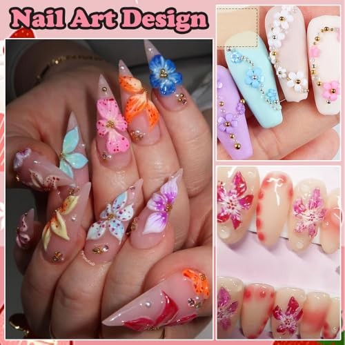 3D Nail Charms and Gems for Nail Art 3D Flower Rein 2pcs multicolor flowers-1