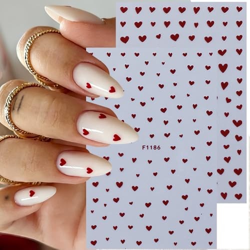 Nail Art Stickers Decals 12 Sheets Red Blacks Valentines Nail Decals Heart