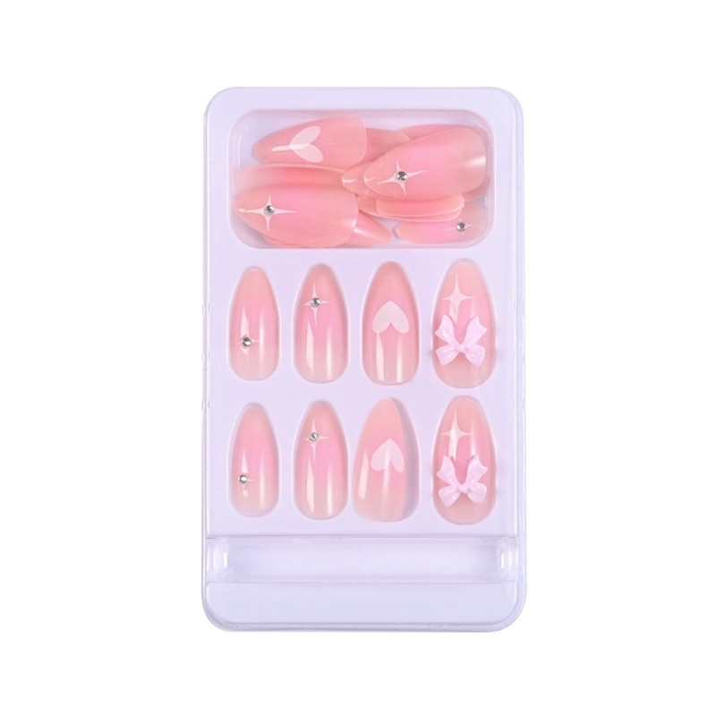 Fashionable False Nail 3D Bows Acrylic Press on Nail for Office and Party Use