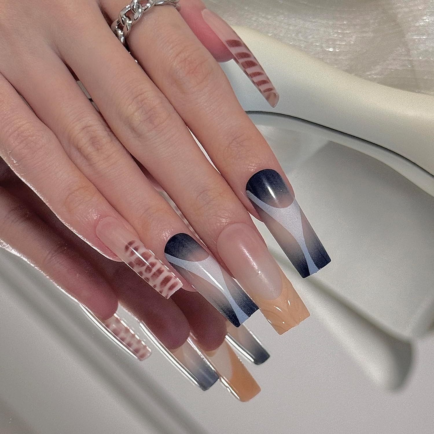 Trendy 24 Pcs Square Press on Nails – Long Acrylic Tips for Effortless Glam