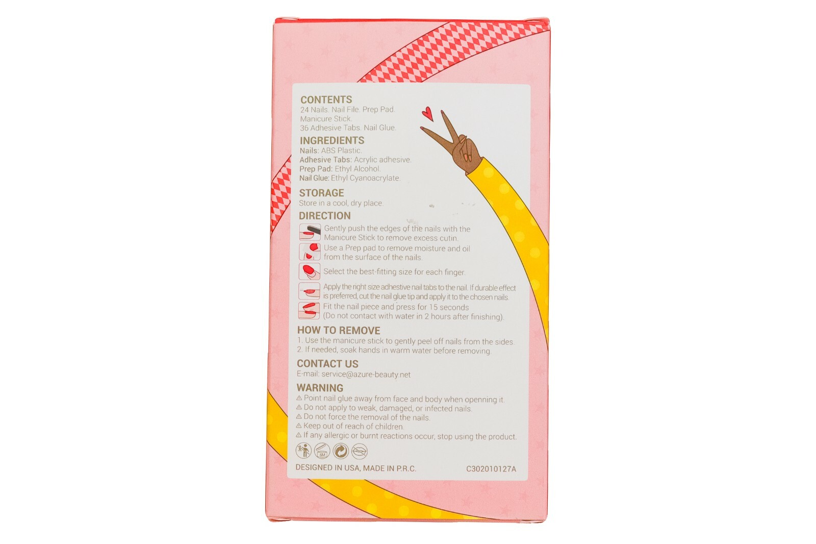 Azure Beauty Effortless Yourself Press On Nails 24 Pieces Nail File Prep Pad
