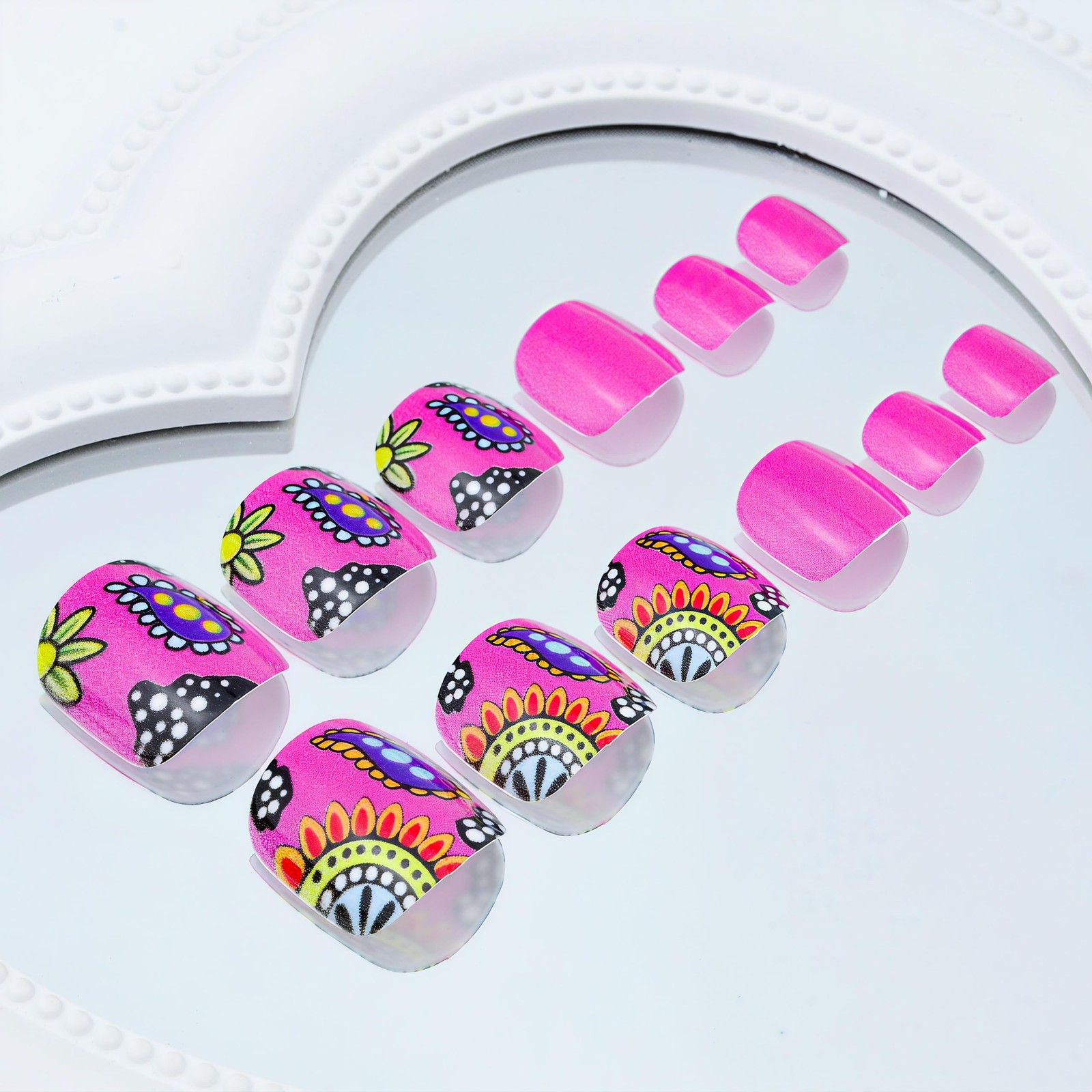 24PCS Hot Pink Press on Toenails Short Square Fake Toenails Summer Toe Press …