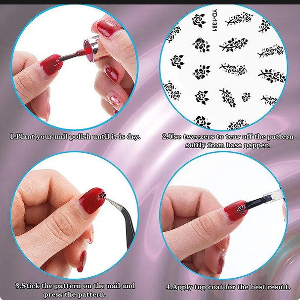 christmas Nail Art Stickers Self-adhesive Flower Leave, Lines, Geometry, Unicorn