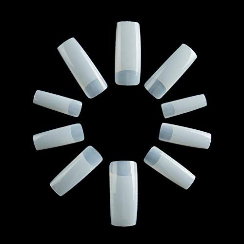 Half Cover Acrylic False Nail Tips, 1000PCS Fake Nail Shape Clear+Natural