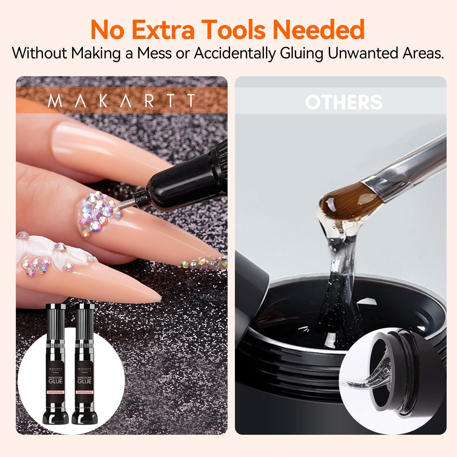 Super Strong Rhinestone Glue Gel for Nail Art – Dual Tip Design, 2x8ml