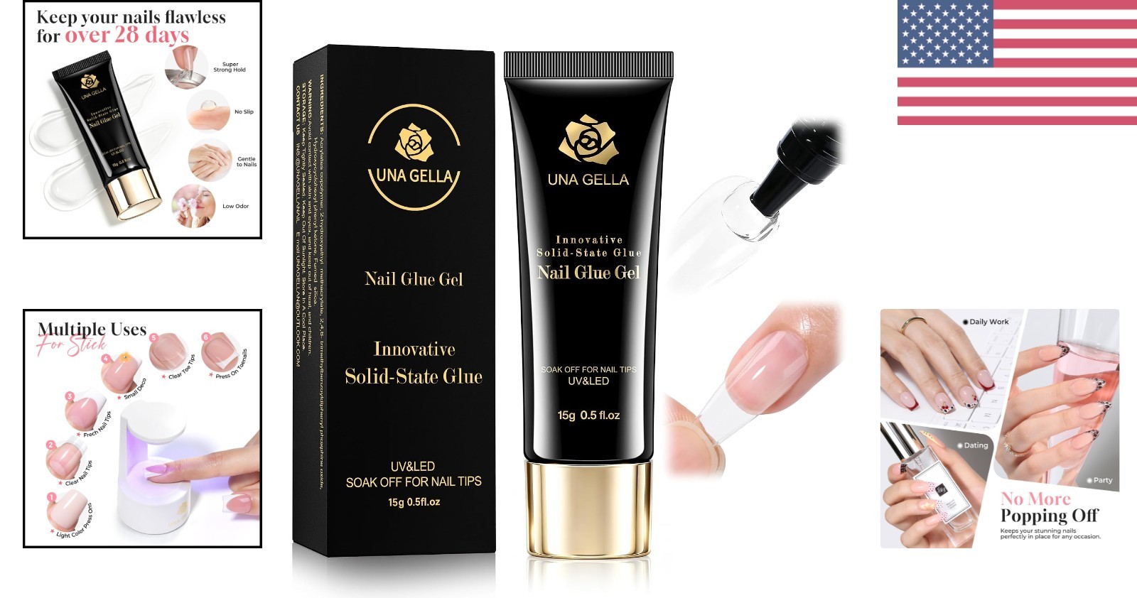 Long-Lasting Nail Glue Gel 15g for Acrylic Nails – Curing Lamp Required