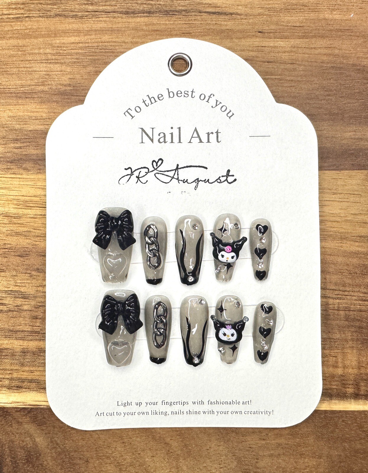 Press on nails Handmade Kuromi Dark Goddess long coffin S M L