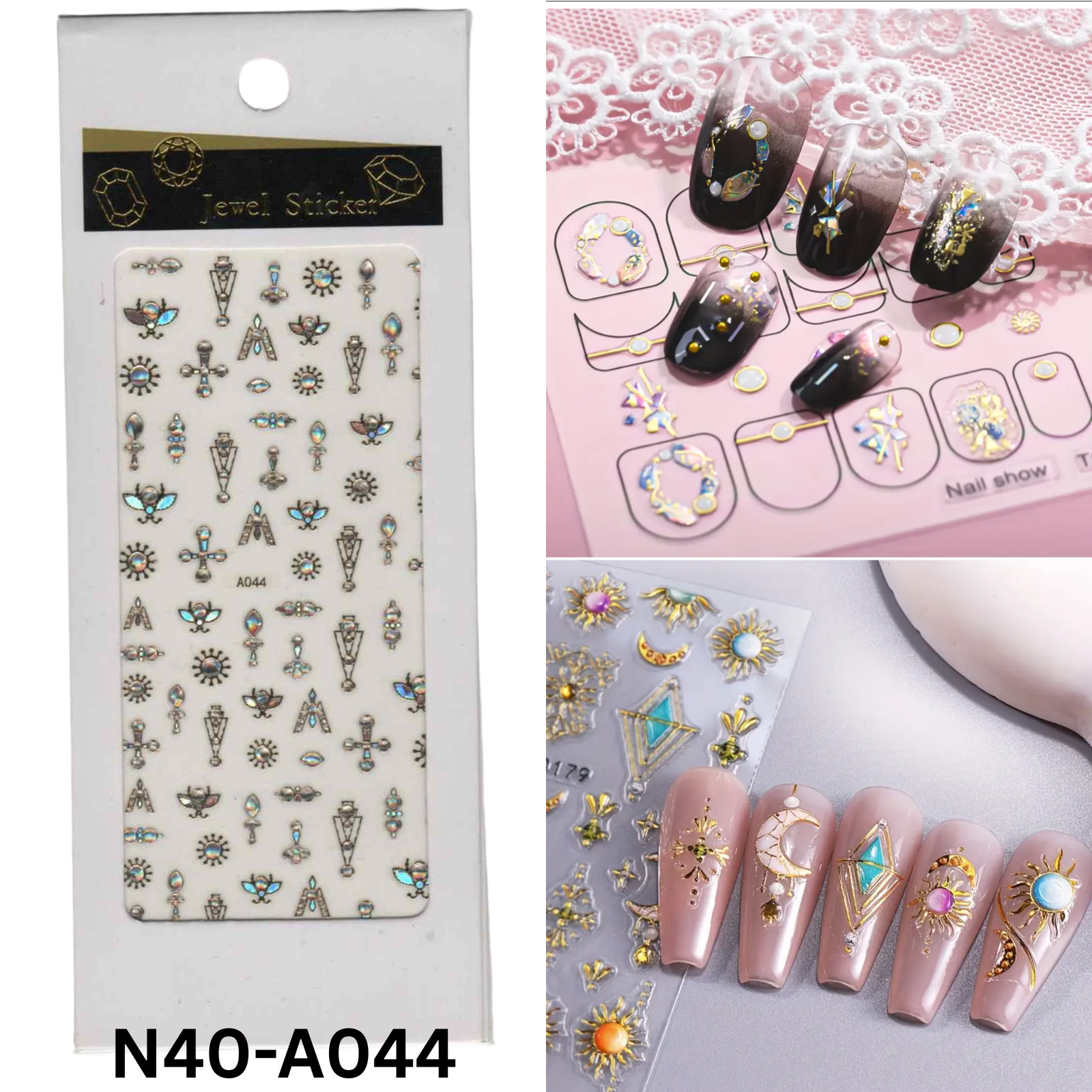 Jewel Nail Stickers – Holographic Metallic Nail Art Decals