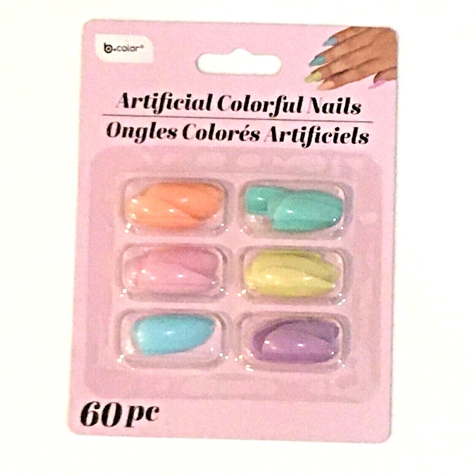 Summer Bright Colorful Artificial Nails 60 pcs! Earth Tone Colors, Mostly Pinks