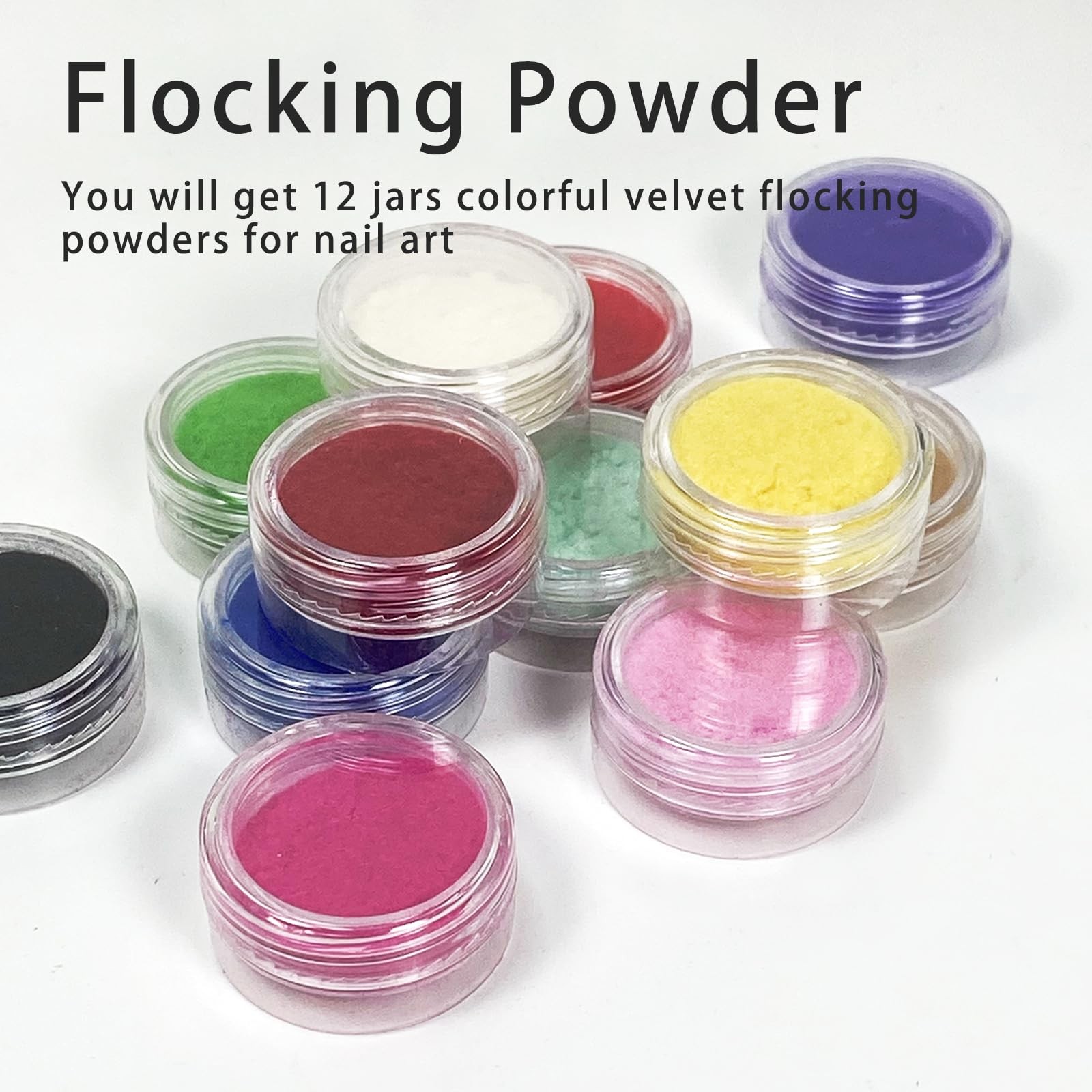 12 Boxs Flocking Powder Set, White Black Sugar Nail Glitter for Nail Art Snow…
