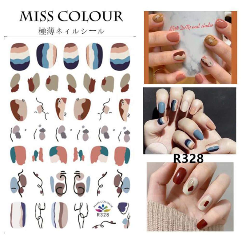Abstract Classy Oil Painting Nail Stickers Art Decal Waterproof Tip Decoration