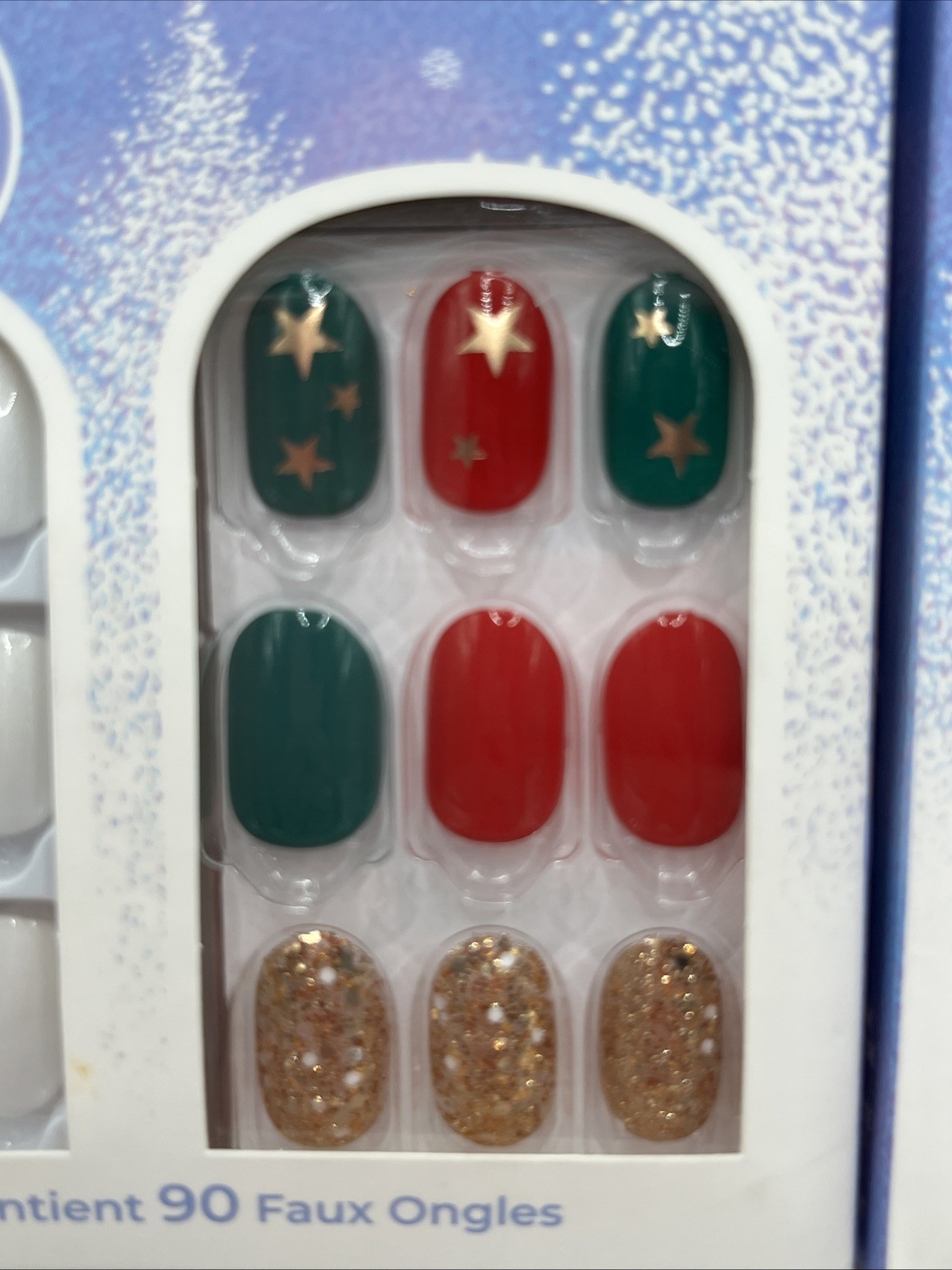 2 Kiss Impress The No Glue Mani 90 Christmas Nail Kit Press On Nails NEW