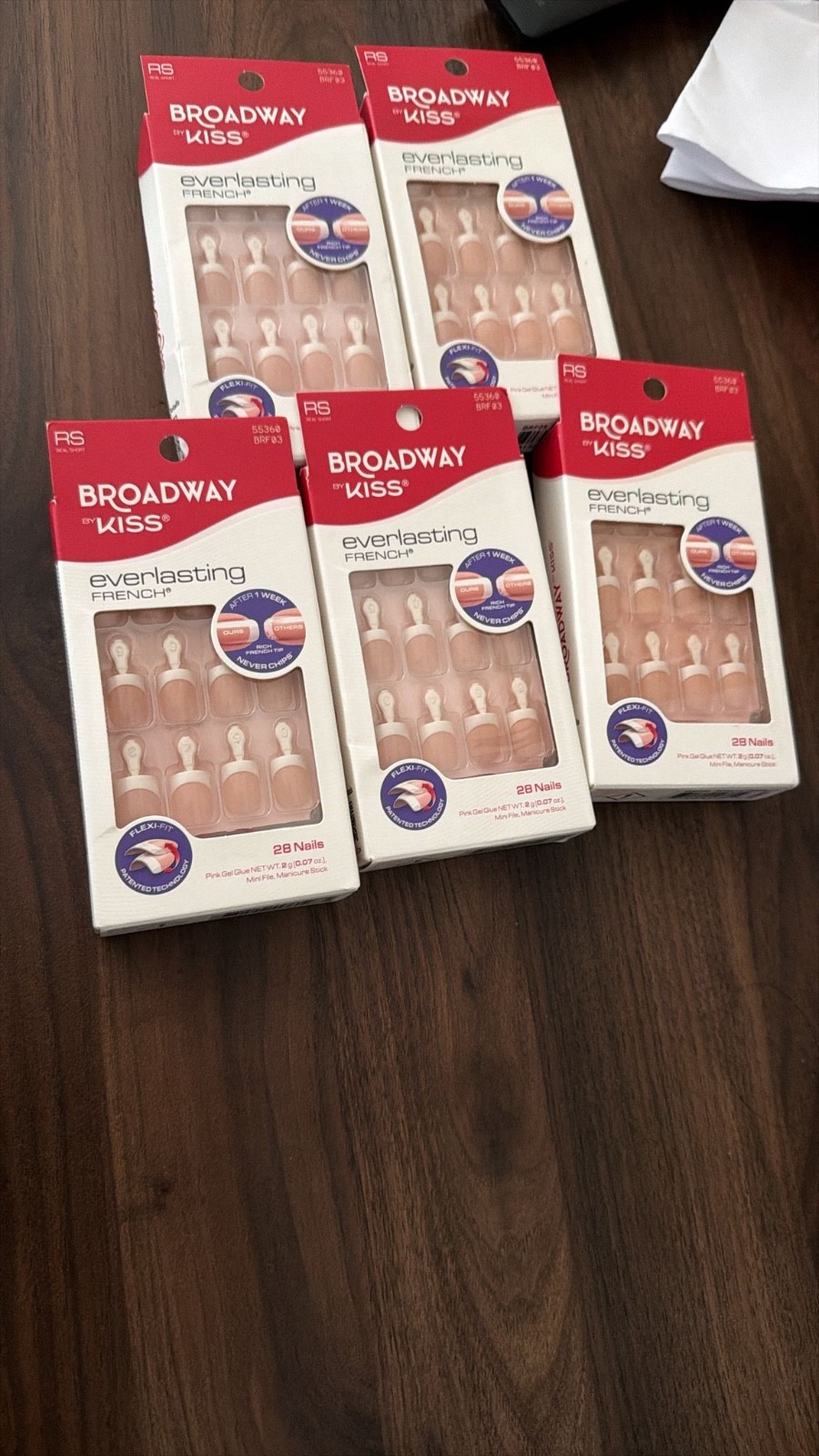 Broadway by Kiss French Tip Press On Nails, ‘Infinite’, White, Short Squoval, 28