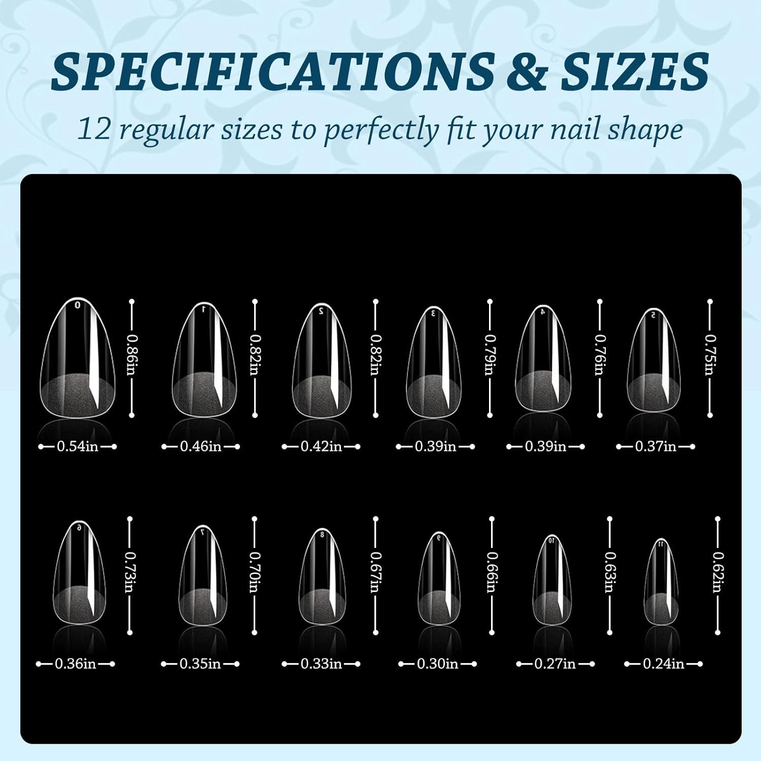 Short Almond Nail Tips, 288PC Gel Acrylic Nail Tips, Clear Nail Tips, Nail Suppl