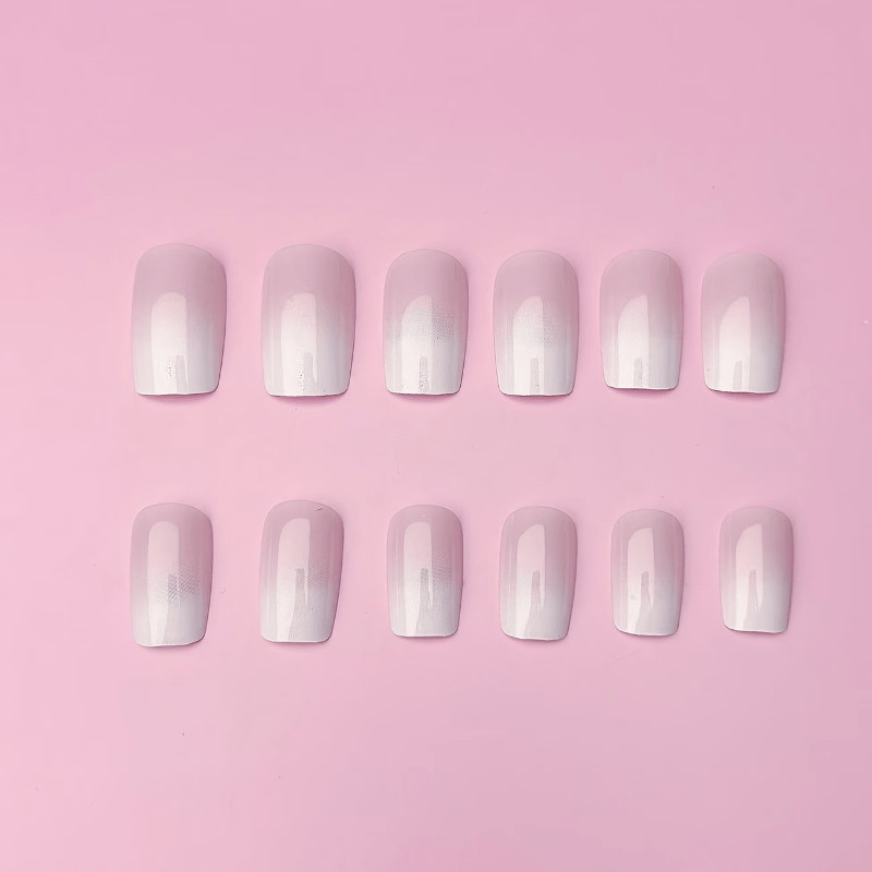 48 pieces of short square armor nude pink white gradient wearing nail art