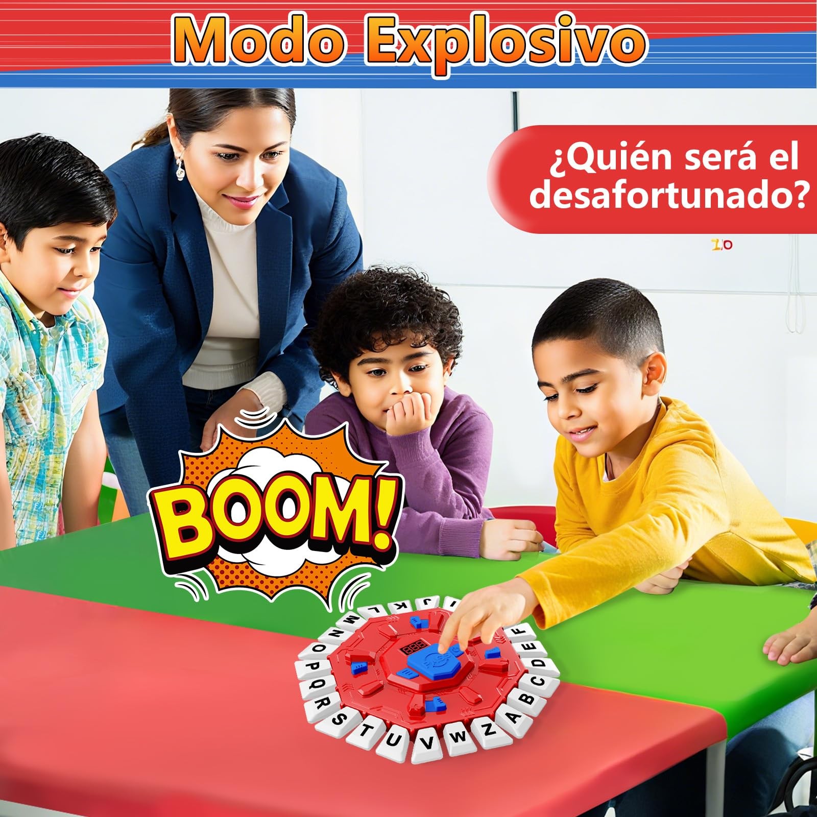 Resflycheng Juego de Mesa en Español con Pantalla Digital y 2 Small, Red