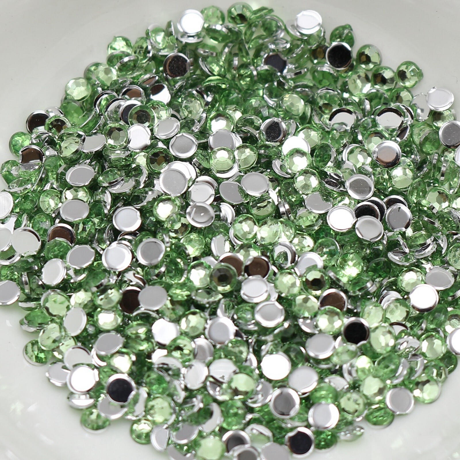 2000 light Green Acrylic Faceted Round Flatbacks Rhinestone Gems 3mm 12ss Nail
