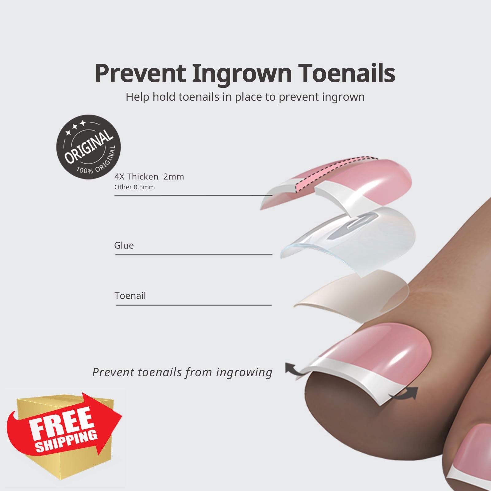 BTARTBOXNAILS Toe Nails 03-Peach Base Black French S-L Square