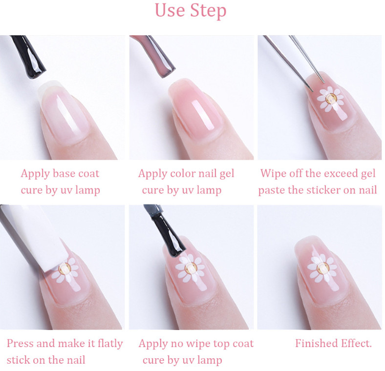 2 Sheets 5D Embossed Love Flower Bunny Daisy Fingers Toe Nail Art Stickers NS25
