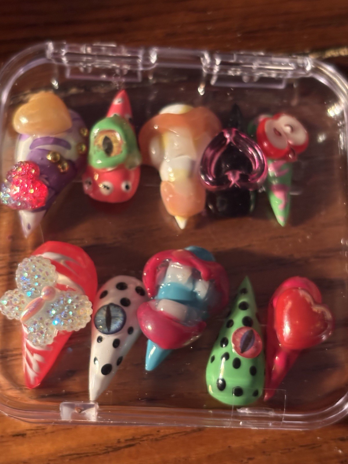 3D dragon claw Press-On Nails, Multicolor Long Stiletto Pre-Designed Nail Art