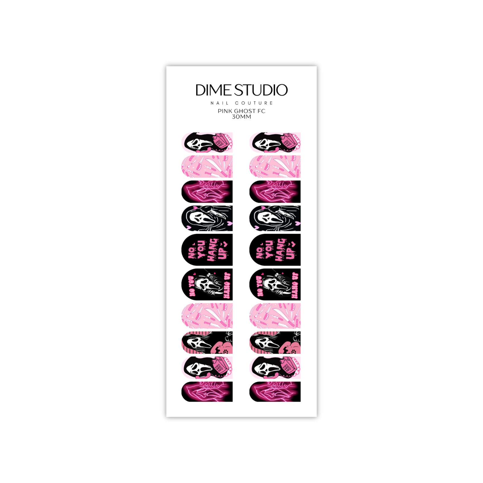 Pink Ghost Face Halloween Nail Decals Water Transfer Nail Wraps HW-1006