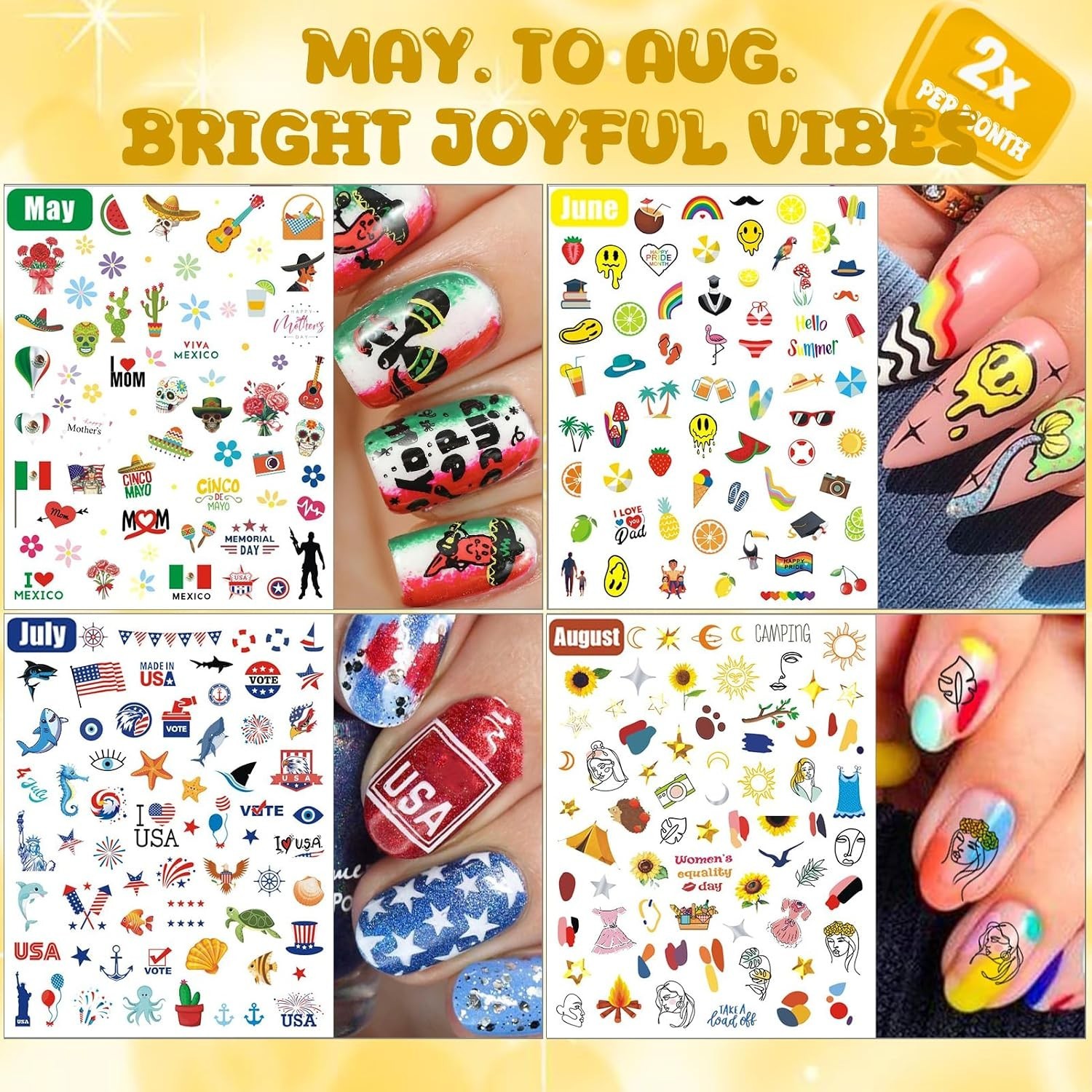 12 All Holiday Nail Stickers, 24 Sheets Seasonal Variety Pack 2 Pcs Per DIY…