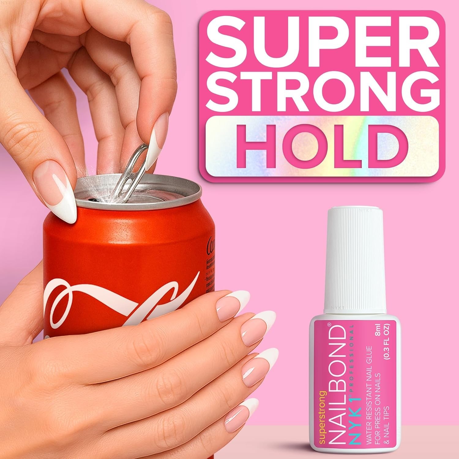 Super Strong Nail Glue 8ml Brush On Clear Fast Drying Water Resistant Formula