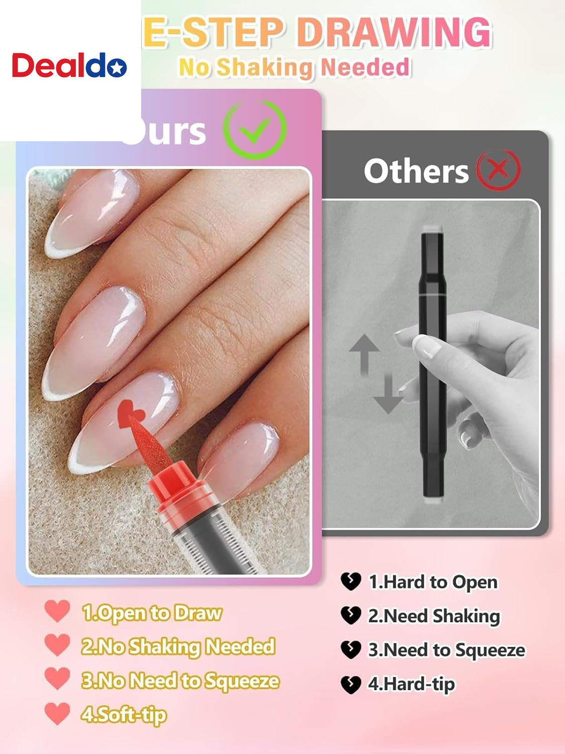 Nail Art Pens Beauty Gift Set, 12 Colors Quick Drying Soft-Tip Nail Polish Pens