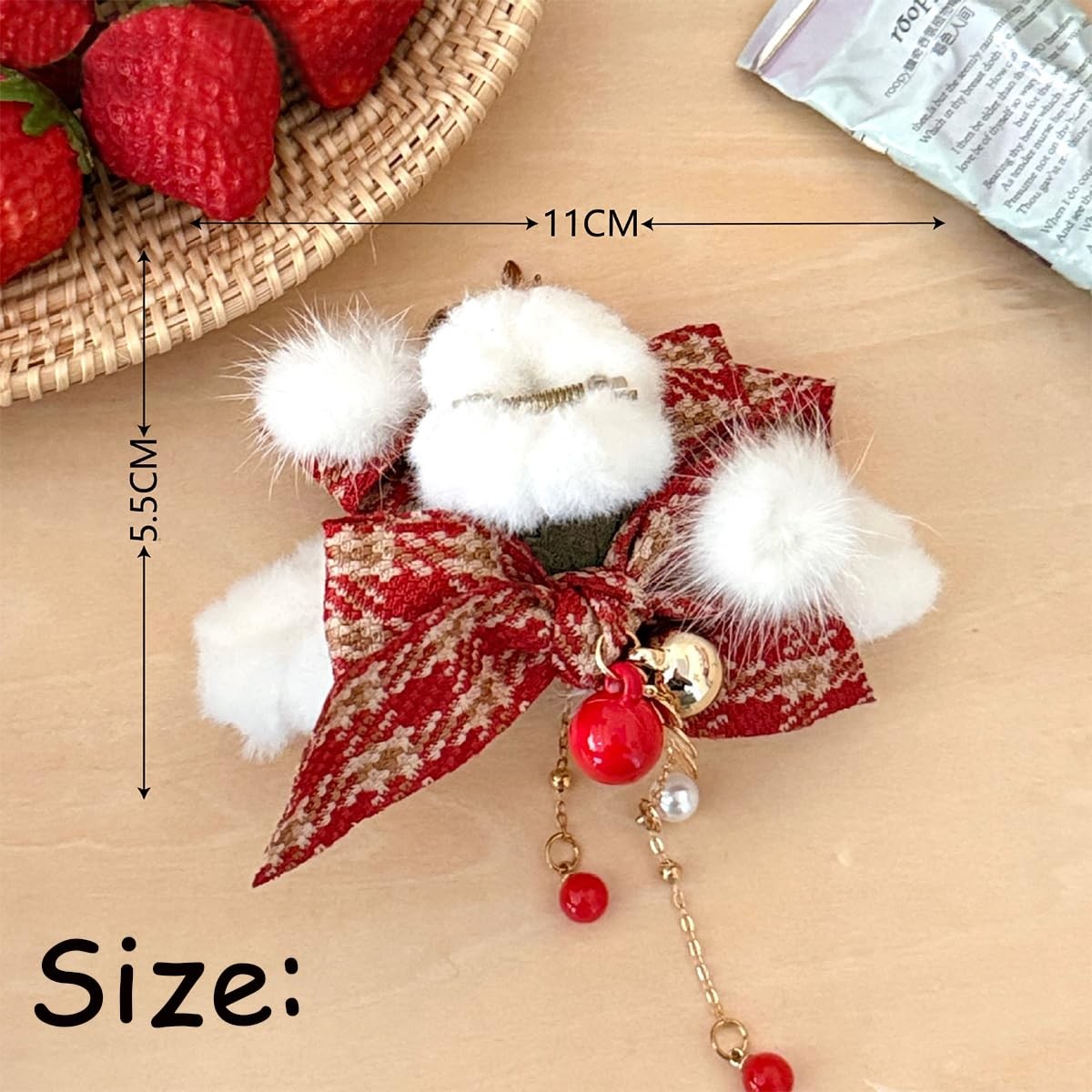 1Pcs Christmas Hair Bow Clips for Women Xmas Winter 3 Count (Pack of 1), Red