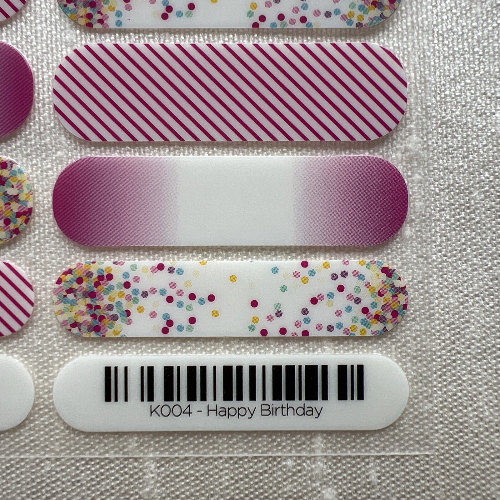Jamberry Nail Wraps Full Sheet – Happy Birthday K004, Stripes, Dots & Ombré Nail