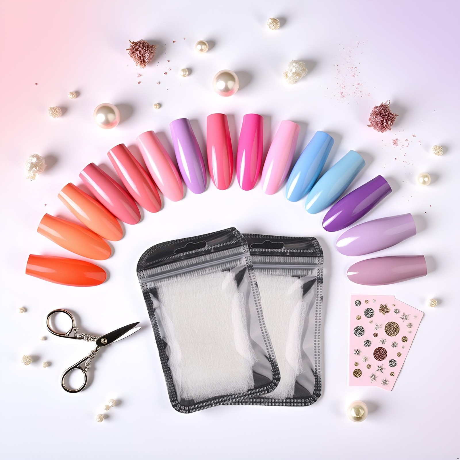 20Pcs Nails Extensions Kit Fiberglass Nail Arts Builder Wrap Sticker Tips wit…