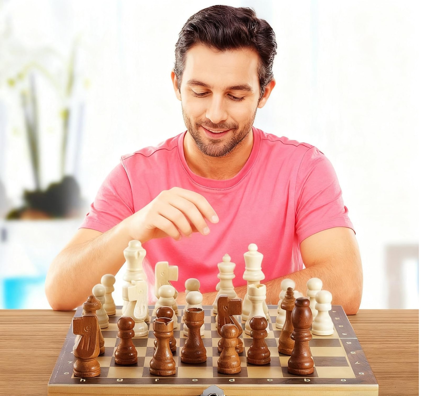 56 Pieces Wooden Checkers 3 inches, 1.4 1.06 Brown, Natural