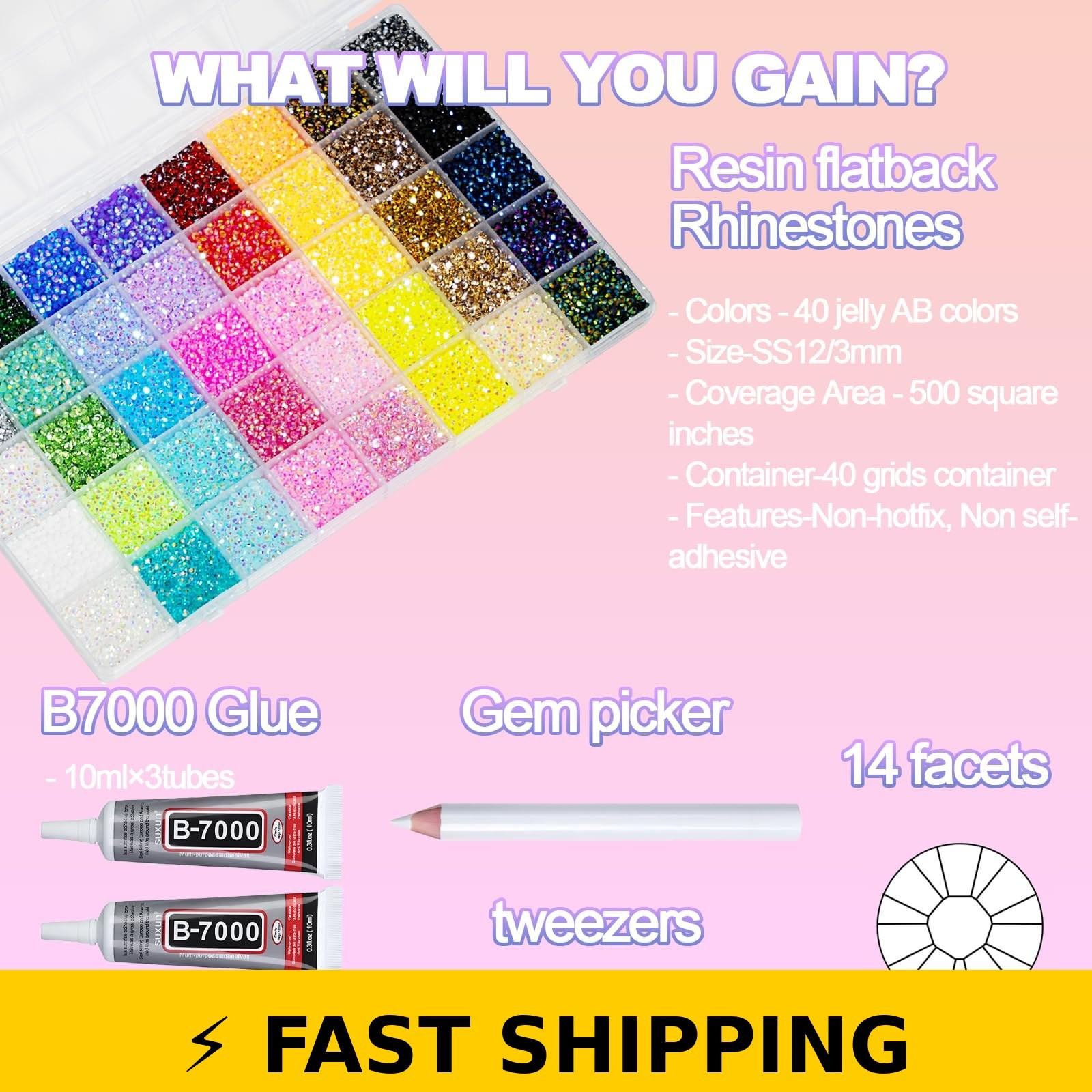 DEWJDFSC 50000+ Pcs Rhinestones Bedazzle Kit with B7000 Glue
