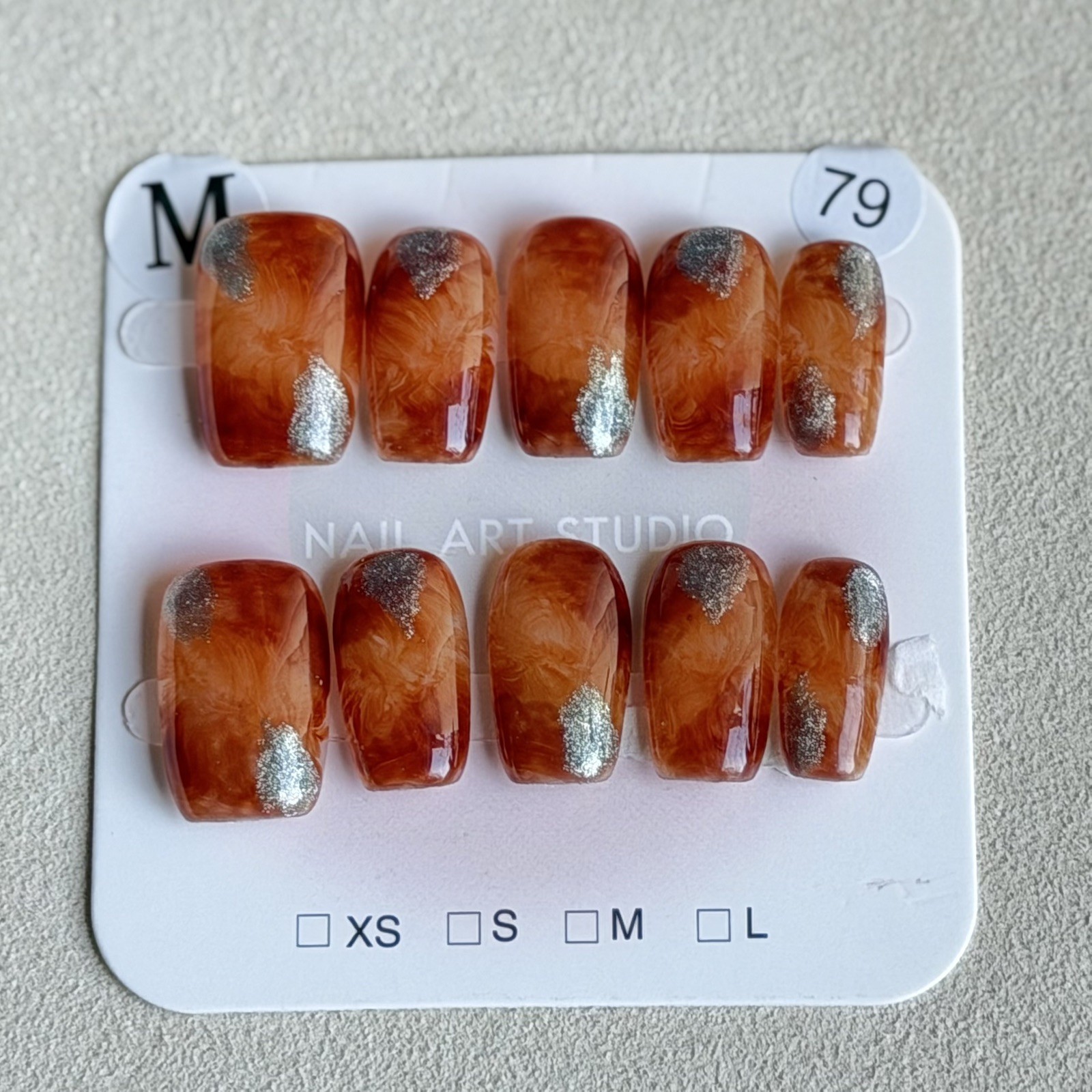 Unique Handmade Press-On Nails Size M | One of a Kind Set, Reusable 79