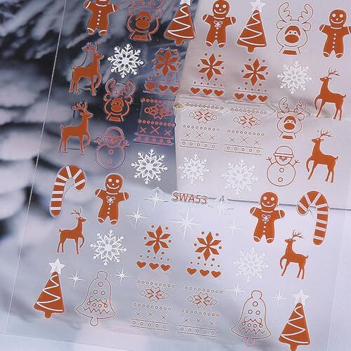 8PCS Christmas Nail Art Stickers Decals 3D Glitter Christmas Christmas style3