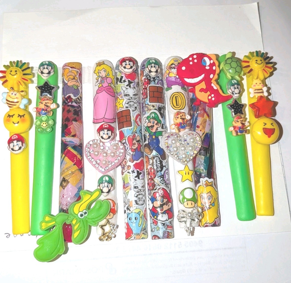 Bright Custom Super Mario Multicolor Decorative 6Xl Press On Nails Sz X-Large