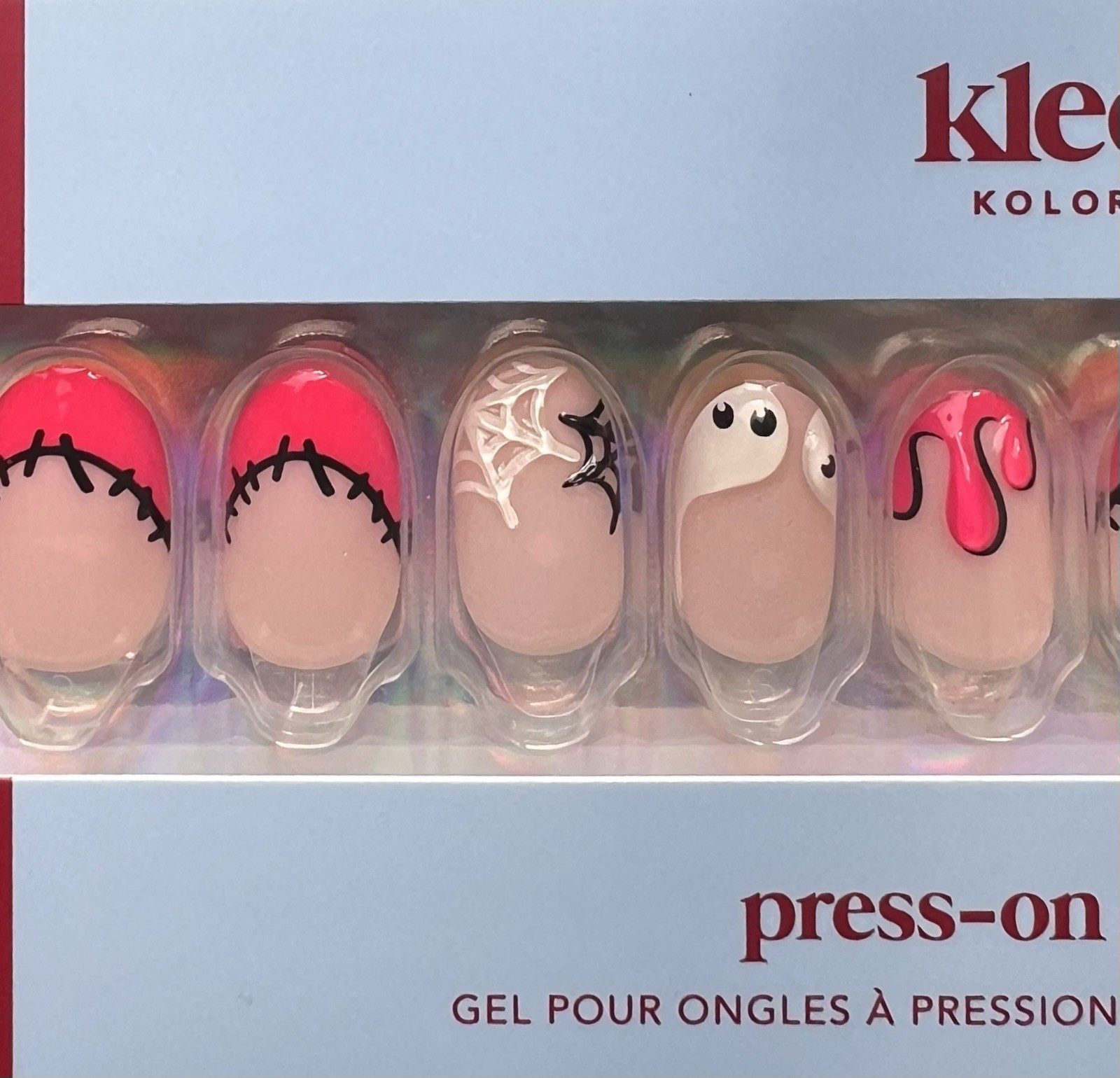 New Kleo Kolor Press-On Gel Nails 30-Pack~Hot Ghoul Halloween Short Round
